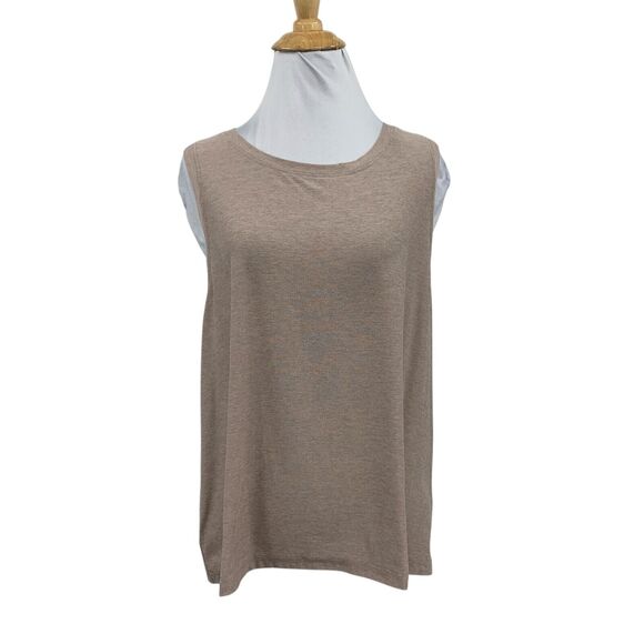 Beyond Yoga Tank Top Womens M/L Taupe Crew Low Cut Armholes Athletic Stretch - Picture 1 of 10